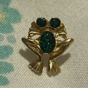 3/$30✨🍀Lucky Golden Frog Pin • Tiny Vintage Enamel Charm • 1cm🍀✨Good Luck🍀✨